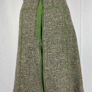 Moschino Green Gray Midi A-Line Skirt Tie Front